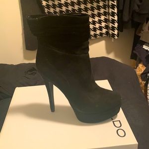 Black suede bootie